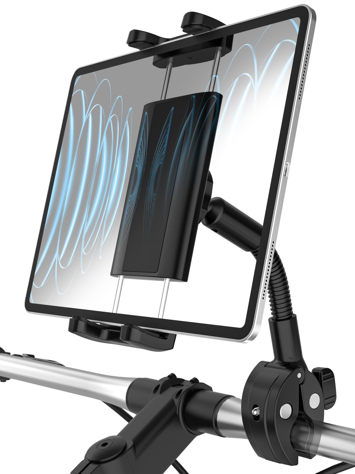 【2026強化版アーム】woleyi 自転車 タブレット ホルダー バイク アーム ipad スタンド ロードバイク用 スマホ & アイパッドホルダー 360度回転 落下防止 耐久性 脱着簡単 4-13インチ多機種対応：iPad Pro 12.9 11 9.7 Air mini/iPhoneなど