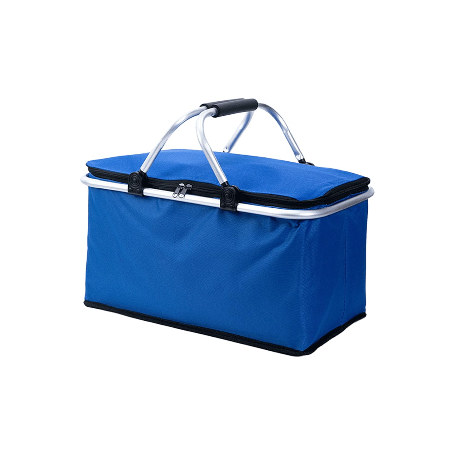 30L Shopping Basket, Thermal Large Picnic Basket with Padded Handles, Practical Foldable Insulated Cooler Bag, Shopping Bag with Aluminium Frame, Sturdy Basket, Travel/Picnic/Shopping (H)