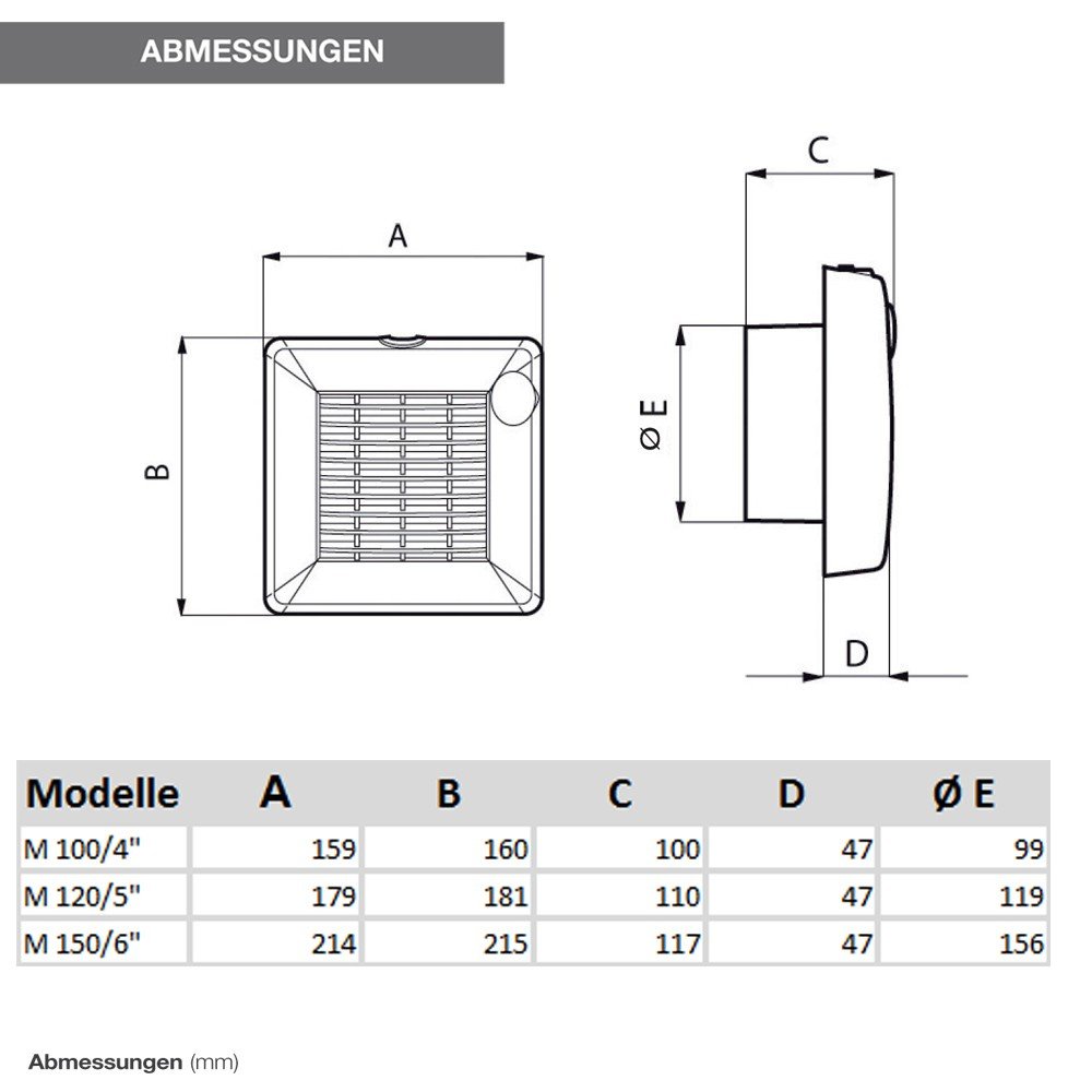 Vortice M 100/4" 11222 Aspiratori M100/4 A LL, 18 W, 37.5 Decibel, Plastica, Bianco (Weiß)