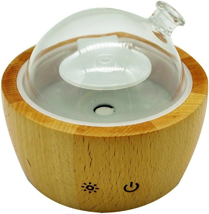 Warm Mist Ultrasonic Bamboo And Glass Essential Oil Aroma Nebulizing Diffuser Humidifier,Scent and Fragrance Aromatherapy Vaporizer for Bedroom,Office,SPA
