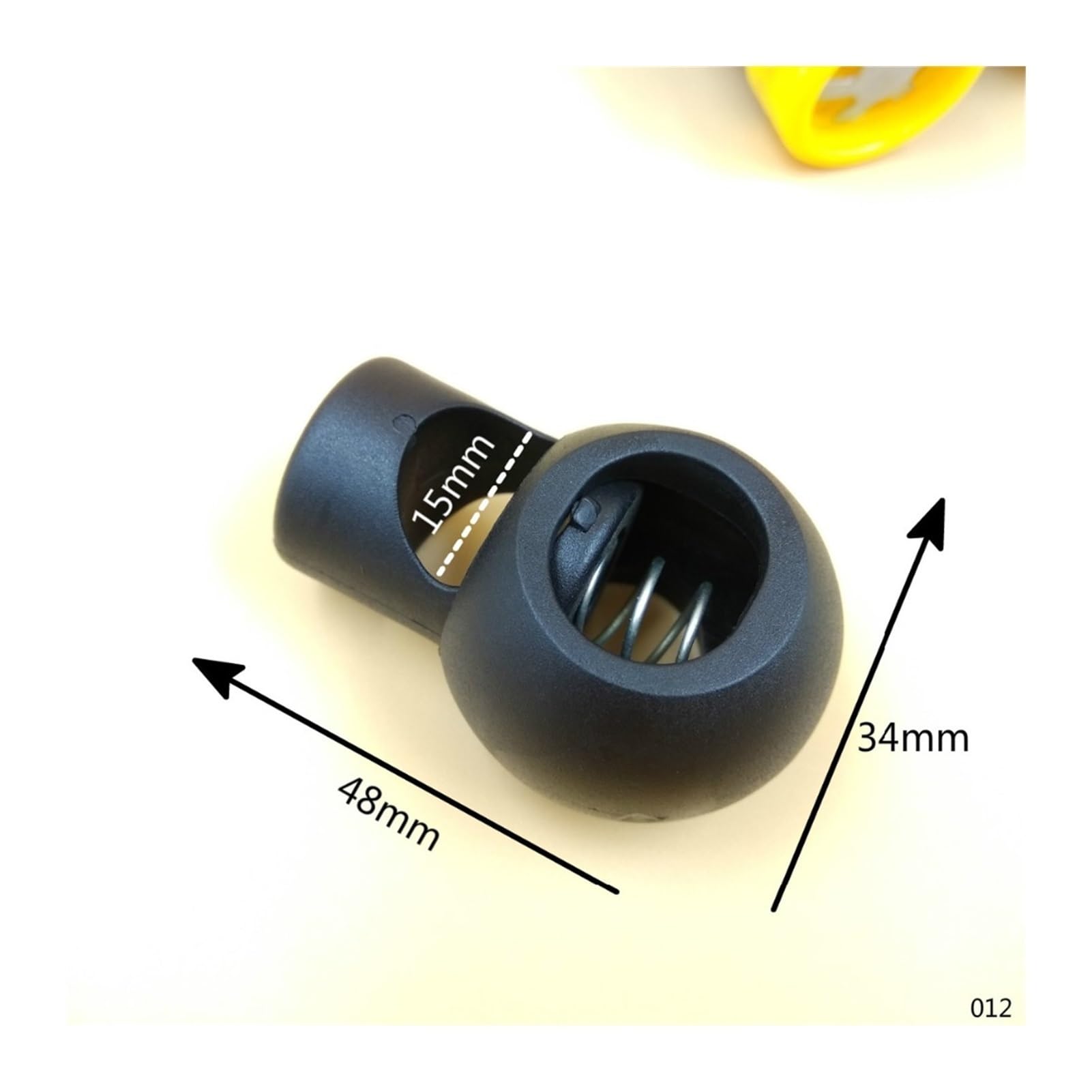 Zamki sprężynowe, 10 szt. Czarne plastikowe kulki Zamki sznurkowe Okrągły zatrzask stoper 48 * 34 * 15 mm Naprawy DIY Torby Odzież Akcesoria