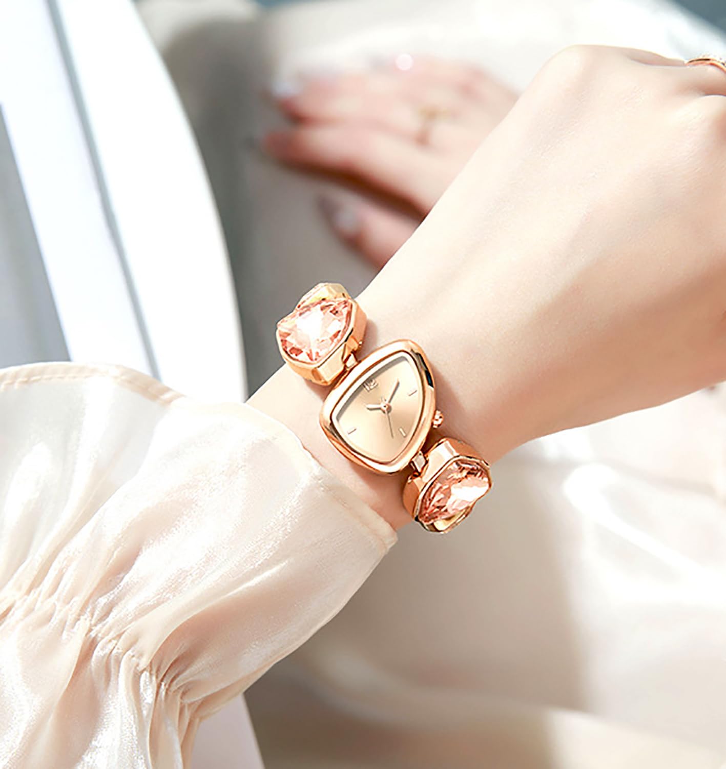 ADSBIAOYE Damen Luxus Kristall Armband Uhr Einzigartige Unregelmäßige Quarzuhr