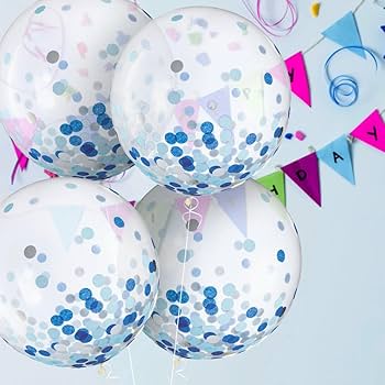 Amazon.com: Jumbo Blue & Silver Confetti Latex Balloons - 24