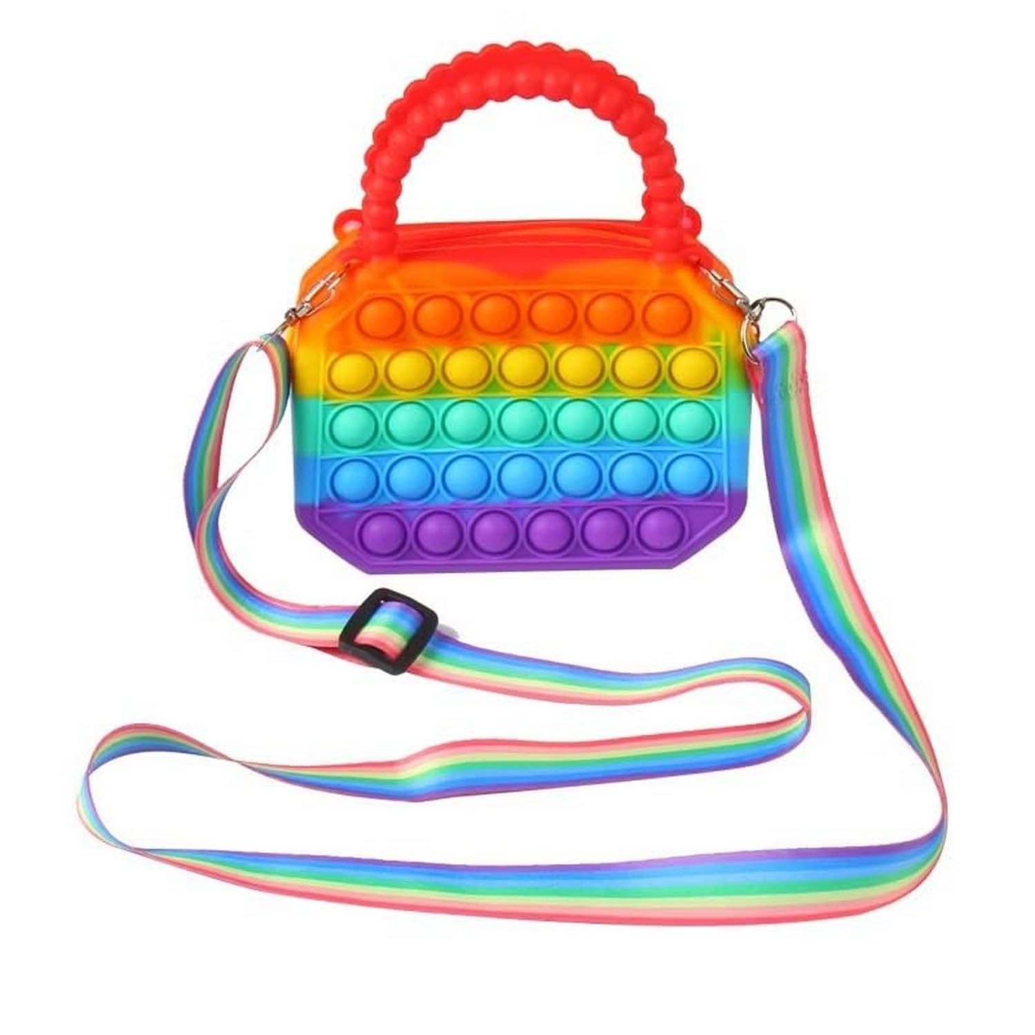 Silicone Pop It Sling Bag for Kids, Glitter Crossbody Shoulder Purse, Waterproof Cute Handbag for Girls, Small Accessories Storage (Multicolor, 1 Pc)-image-45