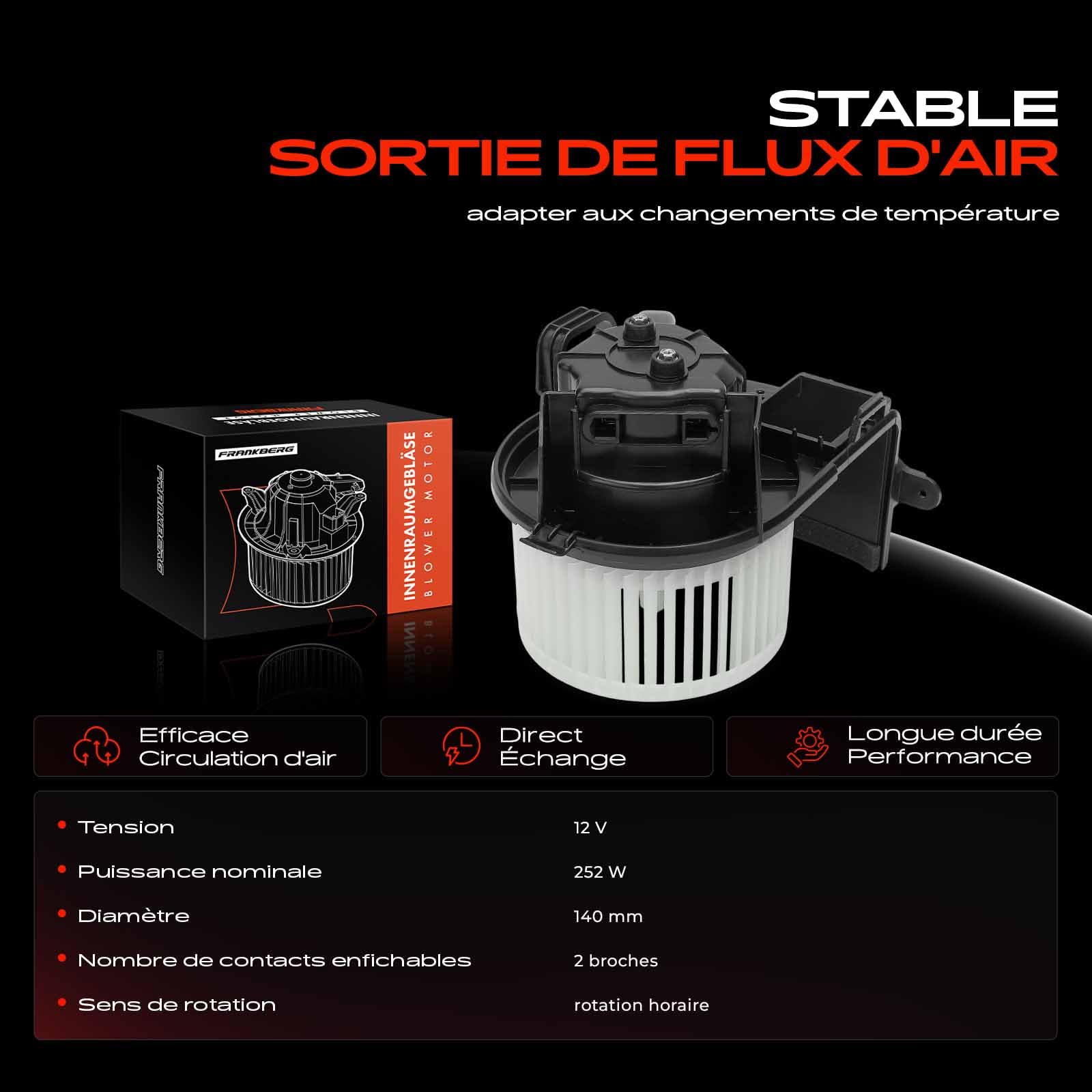 Frankberg Moteur ventilateur climitisation Remplacer# 7701057683
