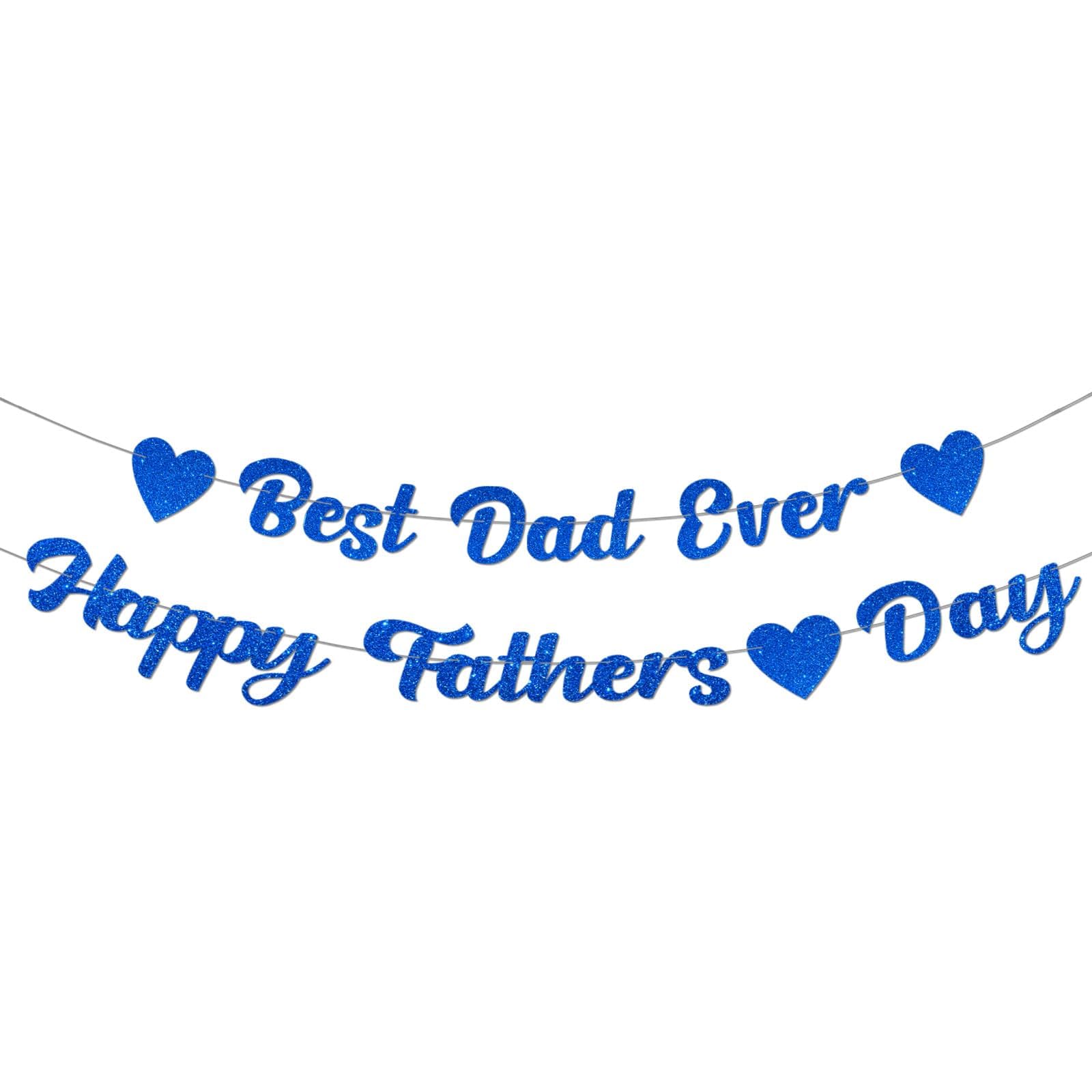 Happy Father's Day Decorations, Glitter Best Dad Ever Bunting, Happy Fathers Day Birthday Bunting for Hanging Photo Backdrop Supplies from Daughter Son