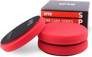Red Finish Polishing Pads, Buffing Pads, SPTA 3Pcs 6.5 Inch Face for 6 Inch 150mm Backing Plate Compound Buffing Sponge Pads for Car Buffer Polisher Compounding, Polishing and Waxing -X00224R6B3