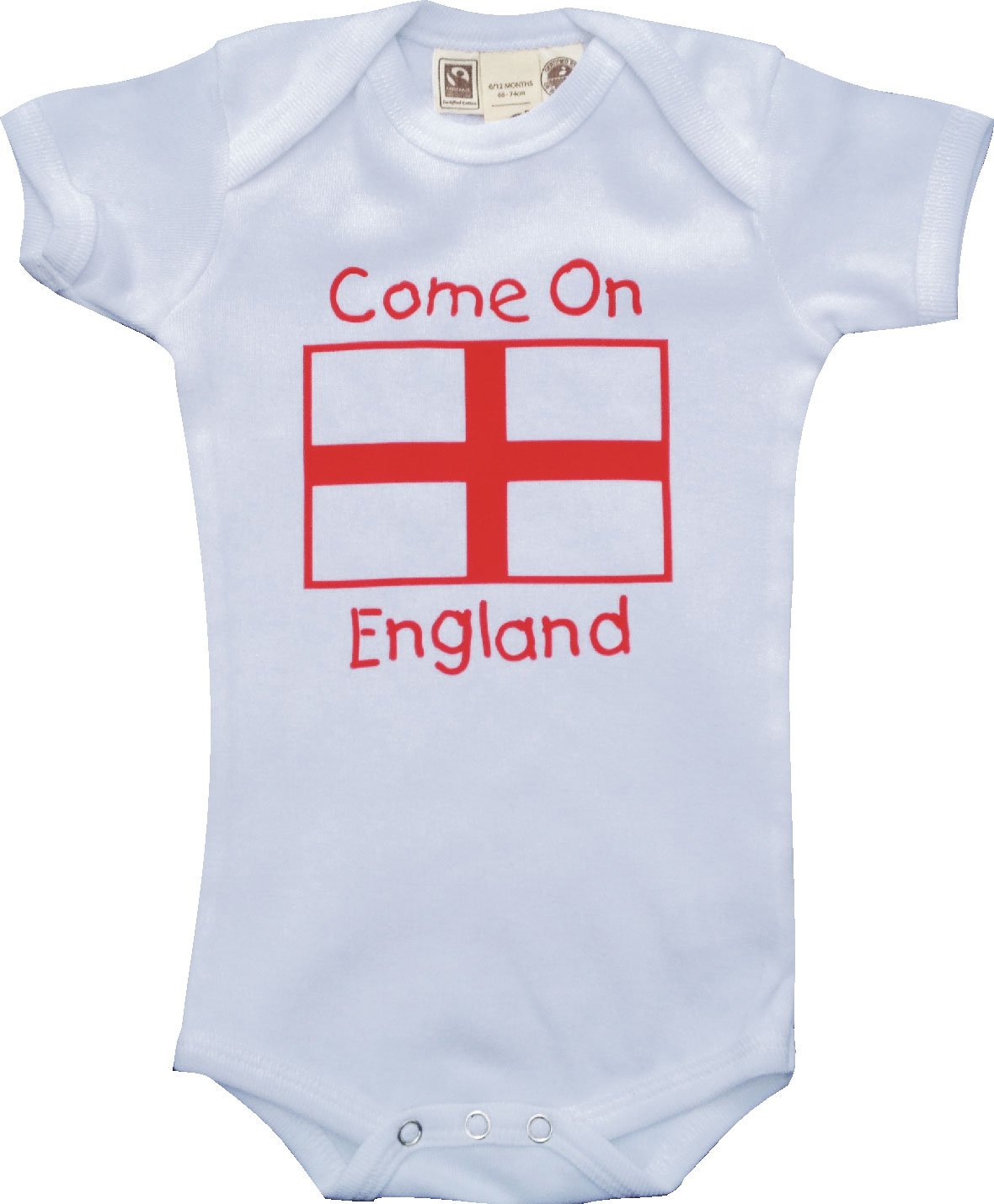 Senlak White England Baby Grow - Come On England & St George Cross - England Baby Clothing (12-18 Months)