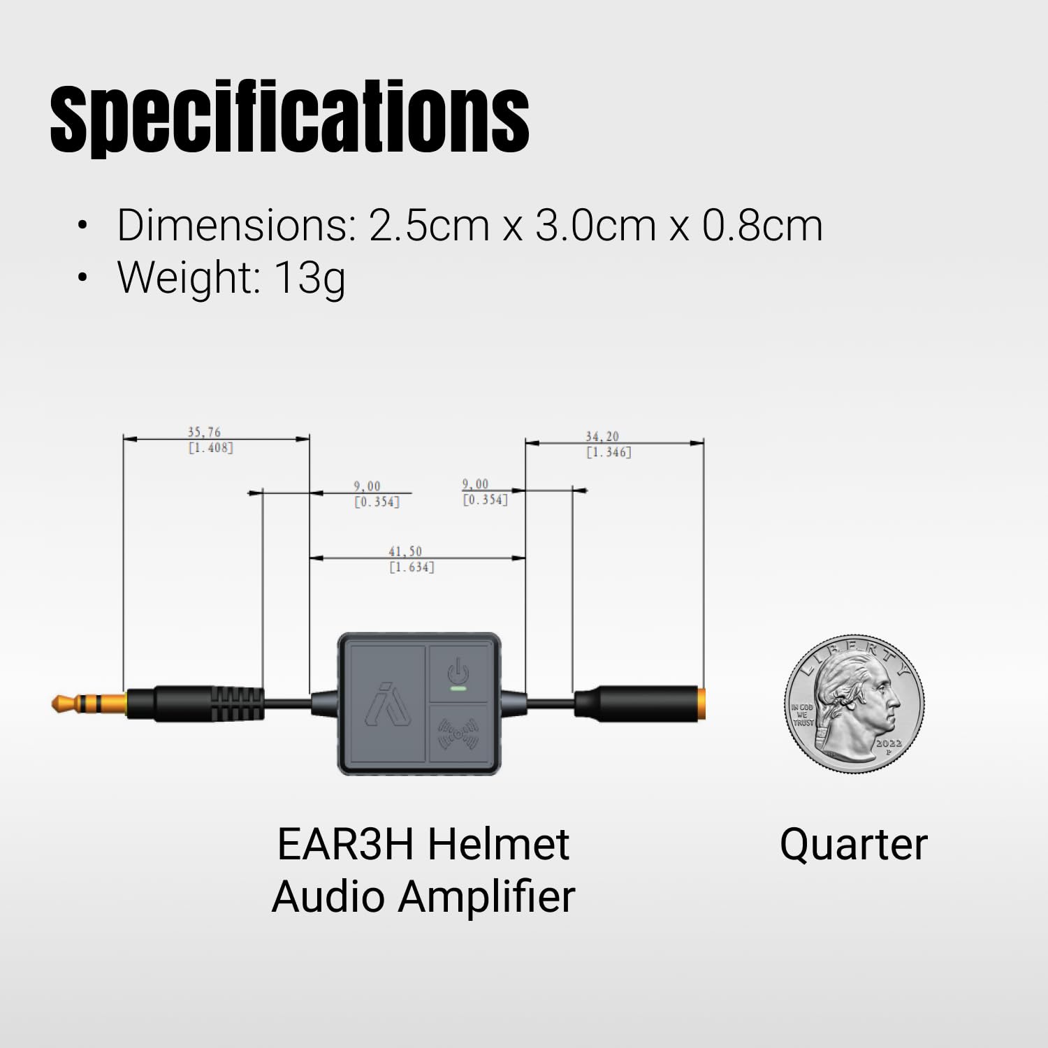 IASUS EAR3H-MK2 Helmet Audio Amplifier 12dB Volume Boost - 3.5mm Input and Output - Compatible with Most Helmet Comms Systems with Headphone Earbud Port