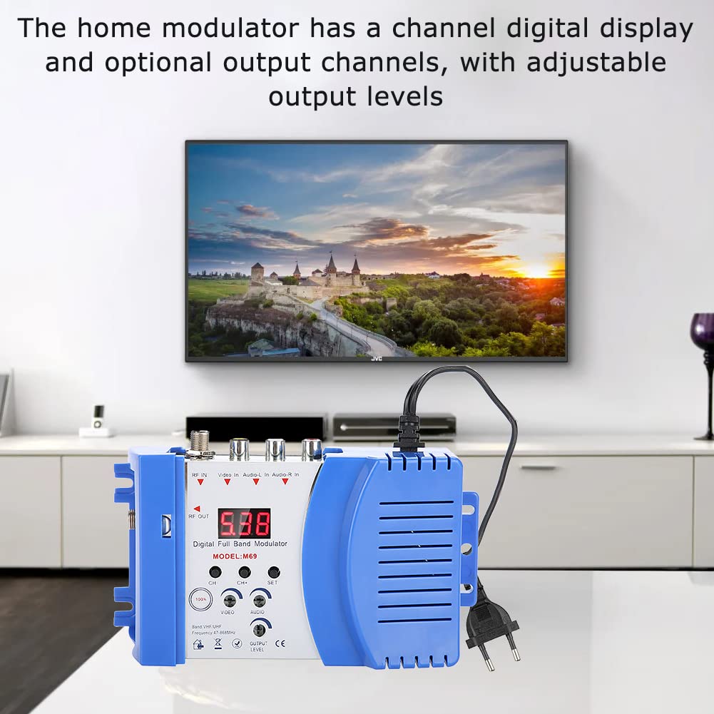Modulatore RF AV Digitale da AV a RF Supporto VHF/UHF per Ricevitori Satellitari