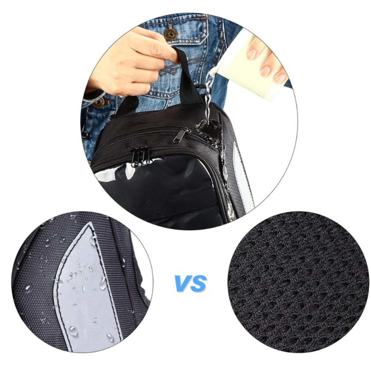 CLISPEED Bolsa de Depósito para Motocicleta Negra de Tela Oxford