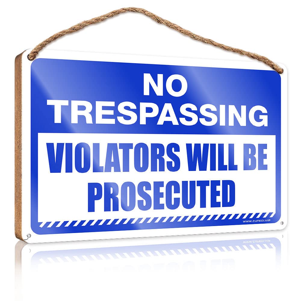 Yyhleh Men's One Color Front Door Decor Farm Hanging Door Sign No Trespassing Violators Will Be Prosecuted Wooden Sign(15X28cm)