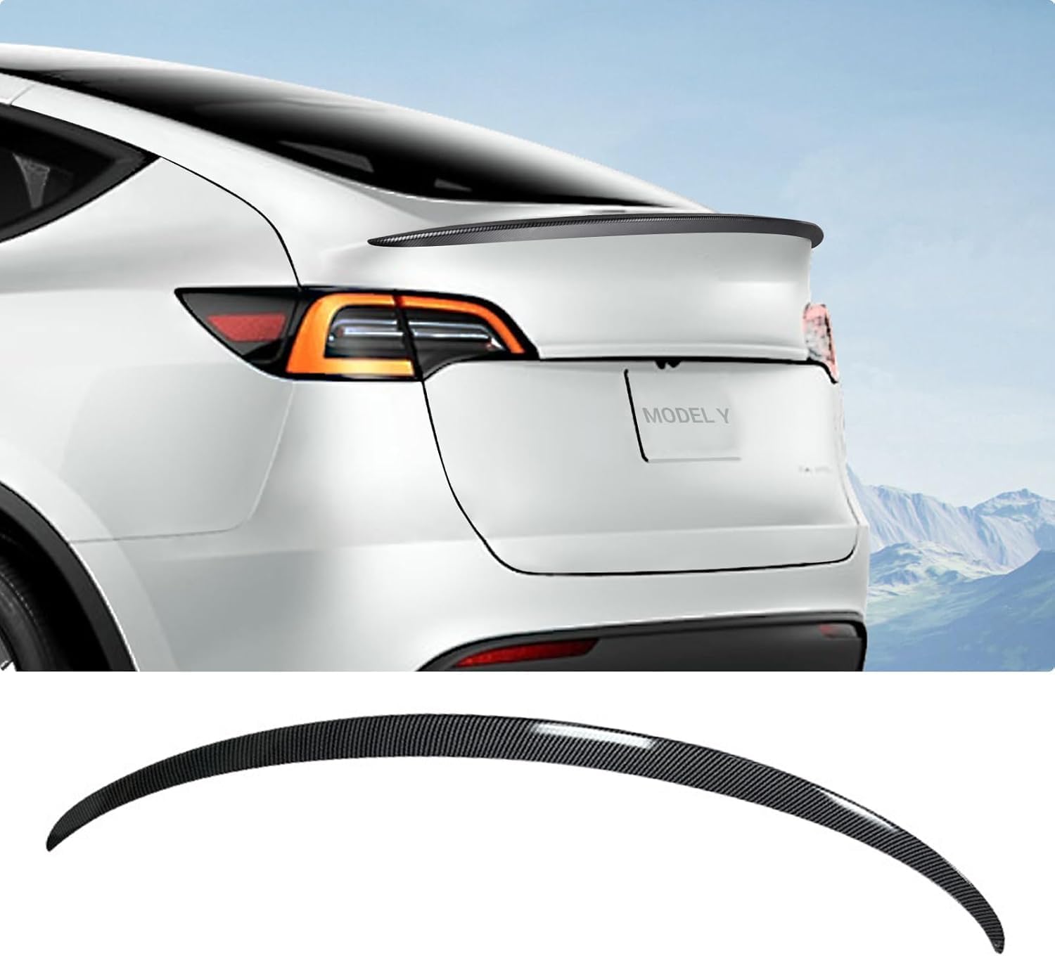 Tesla Model Y Spoiler, ABS Material Rear Spoiler Wing OEM Rear Trunk Lip Model Y Accessories Fit 2020-2024/2025, Glossy Carbon Black(2020-2024 Model Y)