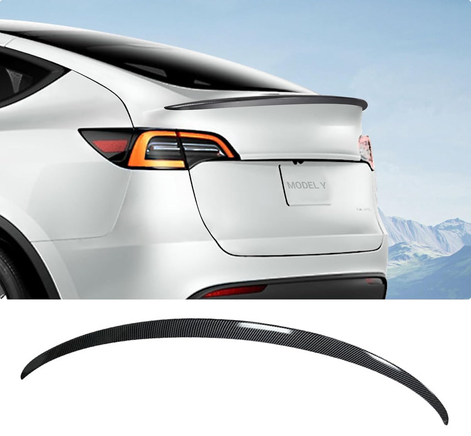 Tesla Model Y Spoiler ABS Material Rear Spoiler Wing OEM Rear Trunk Lip Model Y Accessories Fit 2020-2024, Glossy Carbon Black