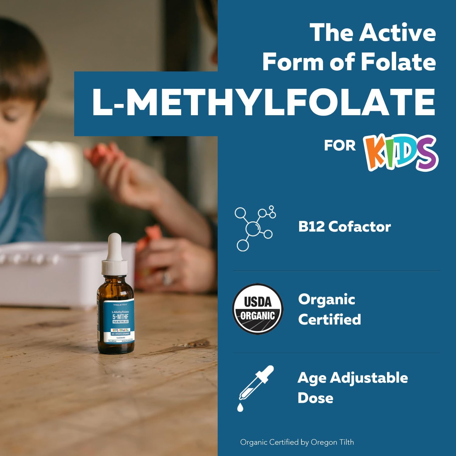 Organic Kids Methylfolate Liquid + Methyl B12 Cofactor, Flavorless, — Amazon image 2