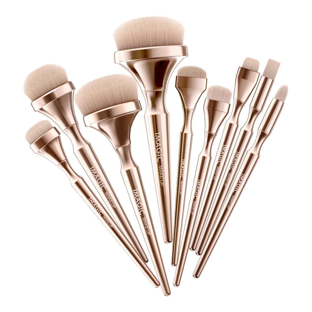 9 Brochas Suaves para Maquillaje en Polvo, dorado