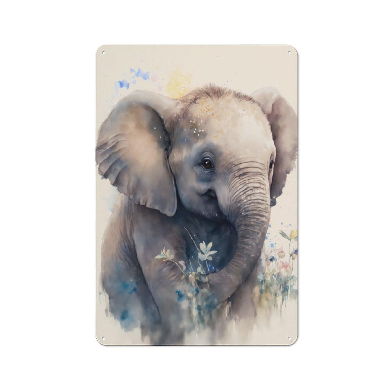 Junmoney Cute Elephant Baby Bistro Style Tin Wall Sign 30X20cm, Shop Wall Decor For Takeaway, Bar, Kitchen Or Counter Area