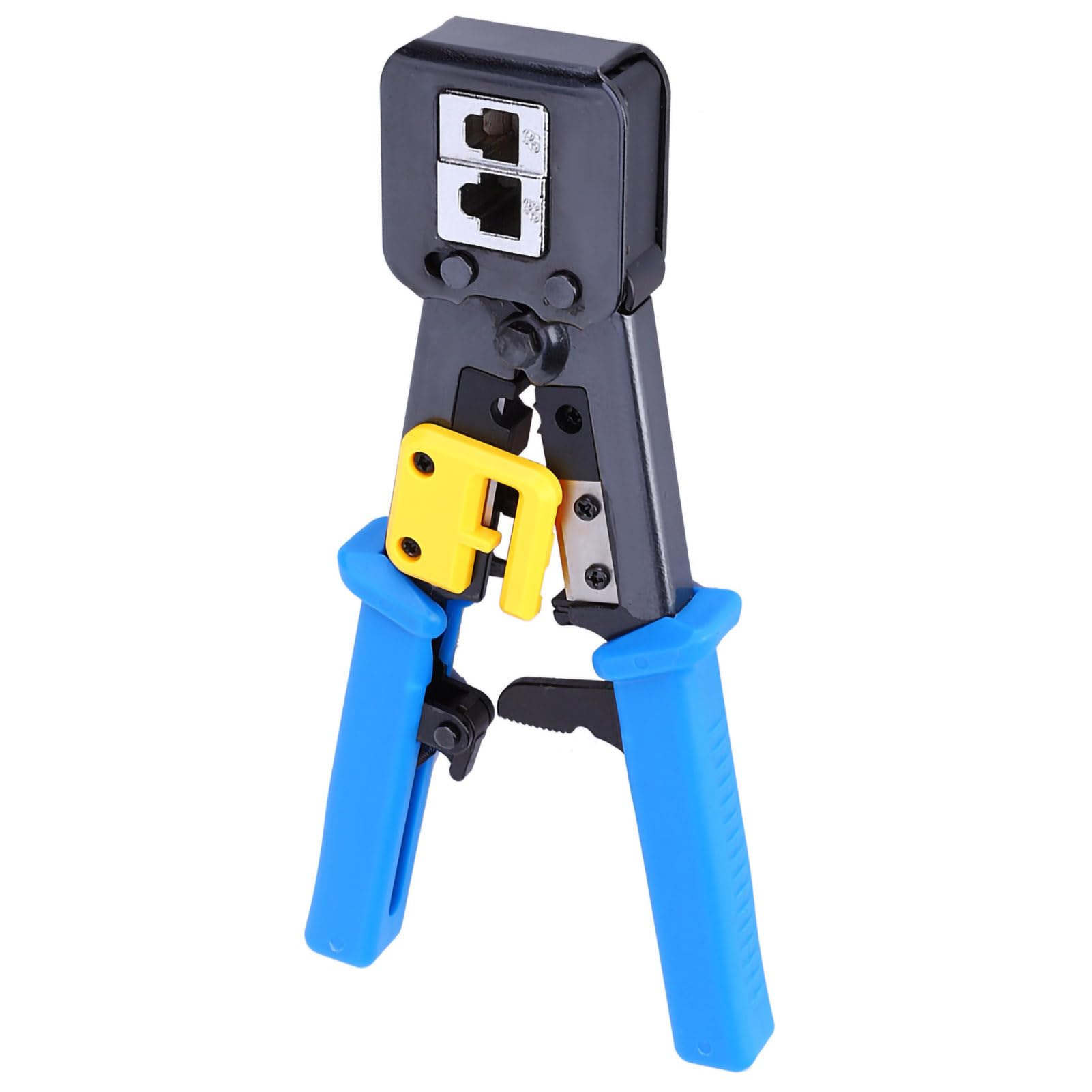Crimpatrice per cavi di rete multifunzionale, spelafili e pinza a crimpare per connettori RJ45 e RJ11 a 4P, 6P, 8P con impugnatura ergonomica antiscivolo