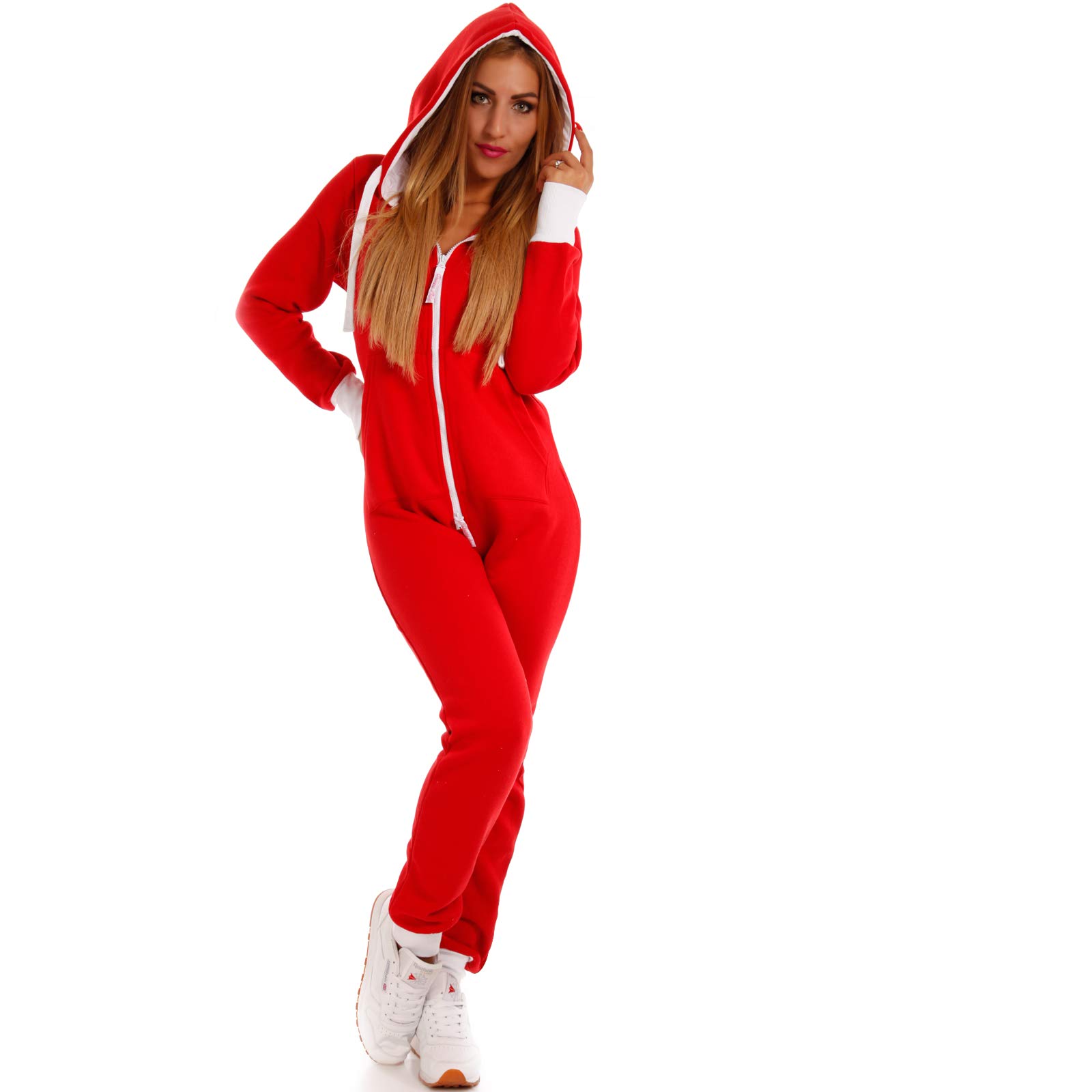 Crazy Age Basic Jumpsuits Ganzkörperanzug Einteiler One Piece Schlafanzug Overall Damen Jumpsuit Kuschelig und warm