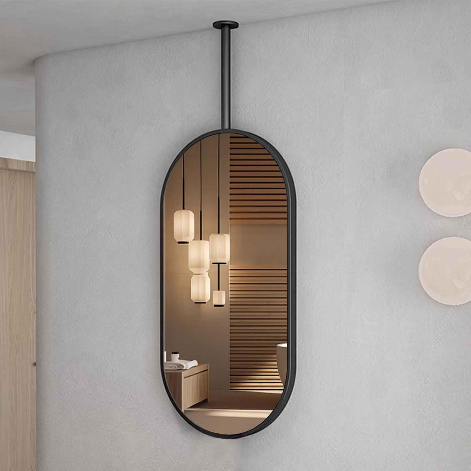FGXHHS Oval Ceiling Hanging Mirror for Bathroom Washroom, Mounted Vanity Make-up Mirrors Clear and Practical Decor Mirror(60cmx100cm)