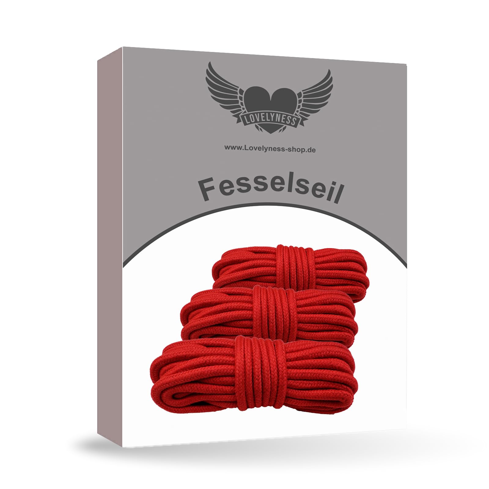 Set di corde per bondage 3 x 10m in rosso in cotone, morbide ed elastiche - Lovelyness