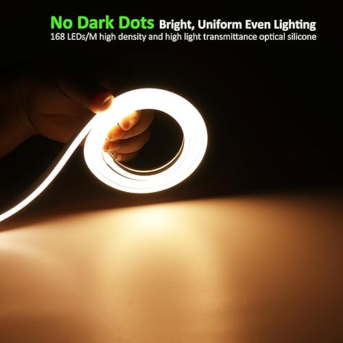 Miniatura 3 de JOYLIT Tira de luces de neón de 16.4 pies16.4 ft, 3000 K, blanco cálido, IP67, impermeable, 24 V, regulable, flexible, 0.157 x 0.394 in, 840 luces