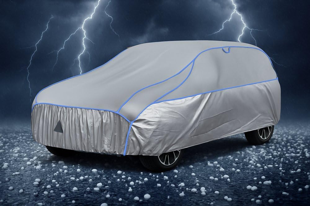 GEV Telo antigrandine auto suv con copertura finestrini S– Protezione per Parabrezza, Tetto, Cofano, Vetri Laterali e Baule – Antigrandine, Impermeabile e Antigraffio - 430 * 145 * 175 cm