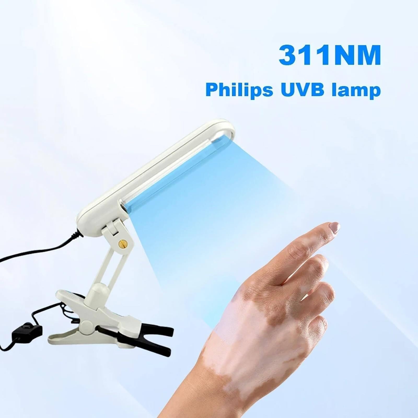 Lampada for fototerapia UVB portatile, rotazione multi-angolo/intervallo di irradiazione: 48 cm², con occhiali + timer, dispositivo for la cura della pelle a spettro stretto 311 for pelle, corpo, cuoi