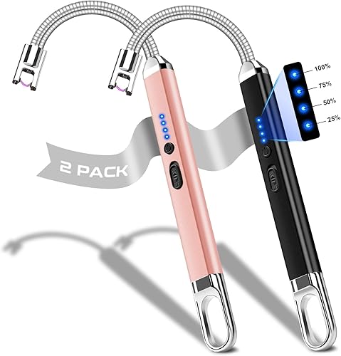 LcFun Encendedor de velas, 2 unidades, encendedor recargable por USB, encendedor eléctrico de arco de plasma con cuello flexible de 360,