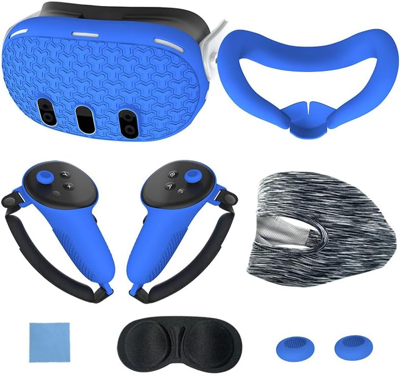 Protective Lens Cover 7-Piece Set for meta Quest 3 Accessories, Quest 3 VR Silicone face Cover, for Quest 3 VR Headset Silicone Protector, VR Shell Cover, VR Grip Sleeves-Eye Cover