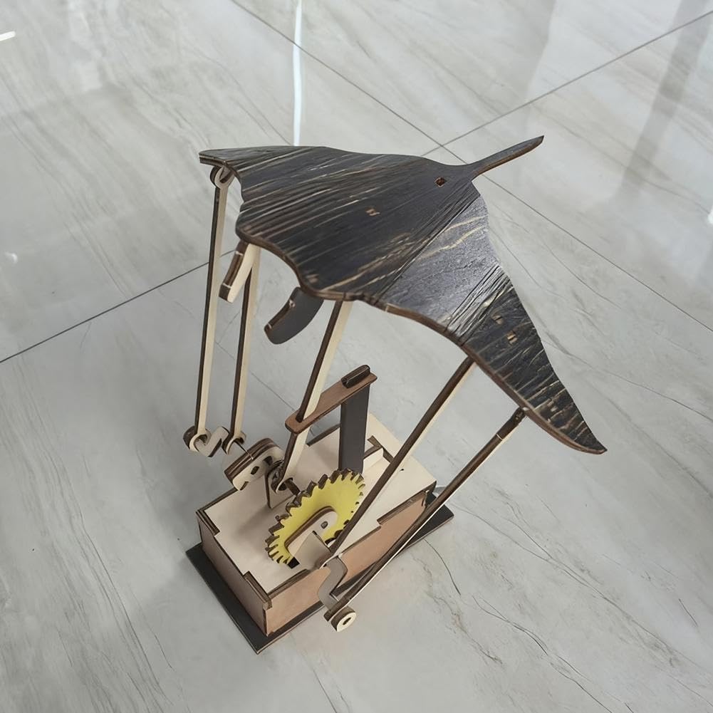Automaton elettrico Manta Ray Automaton in legno fatto a mano aggiornato - movimento realistico di nuoto, decorazione unica per scrivania oceano per casa ufficio