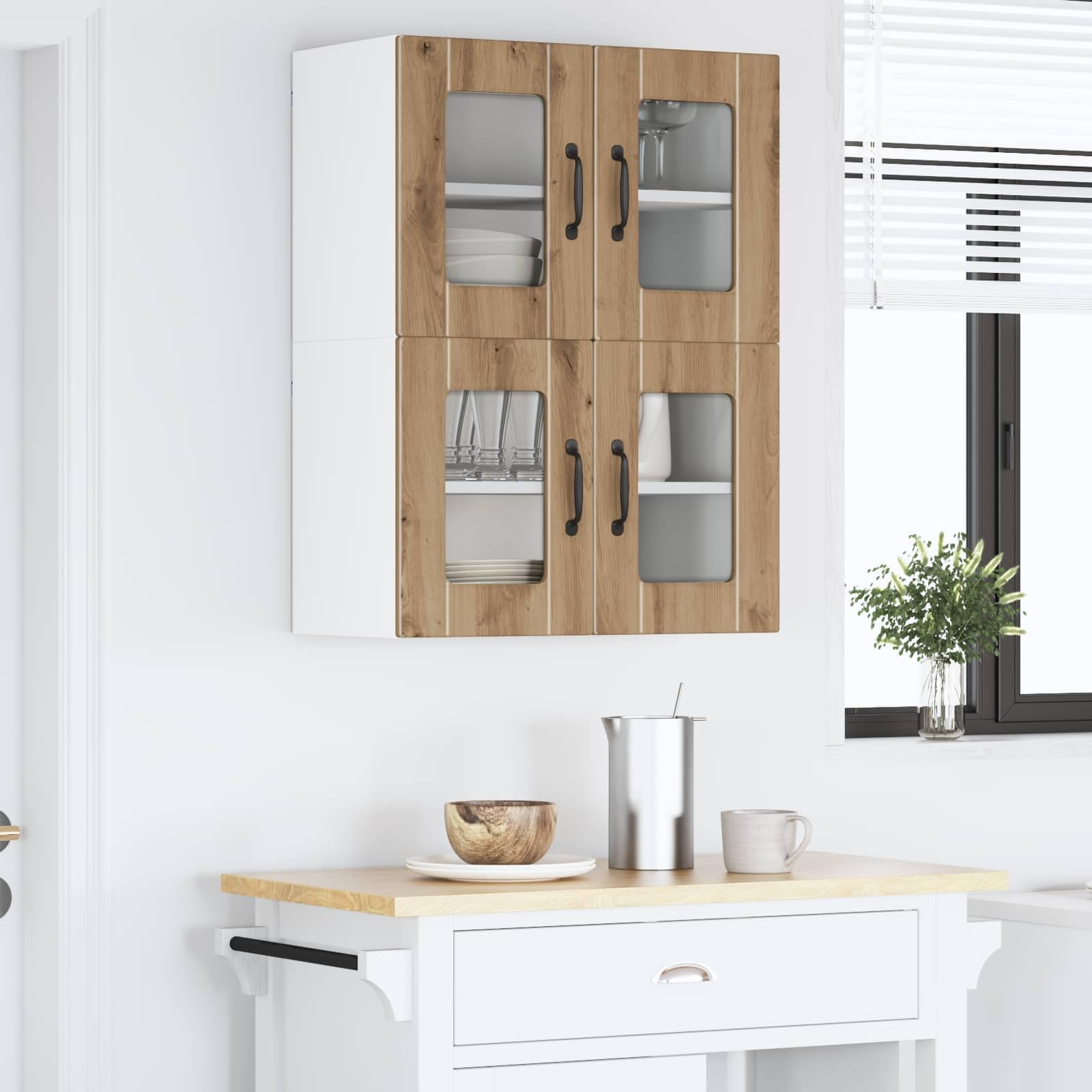 Set di 2 armadietti pensili in rovere Artisan, 60 x 31 x 40 cm
