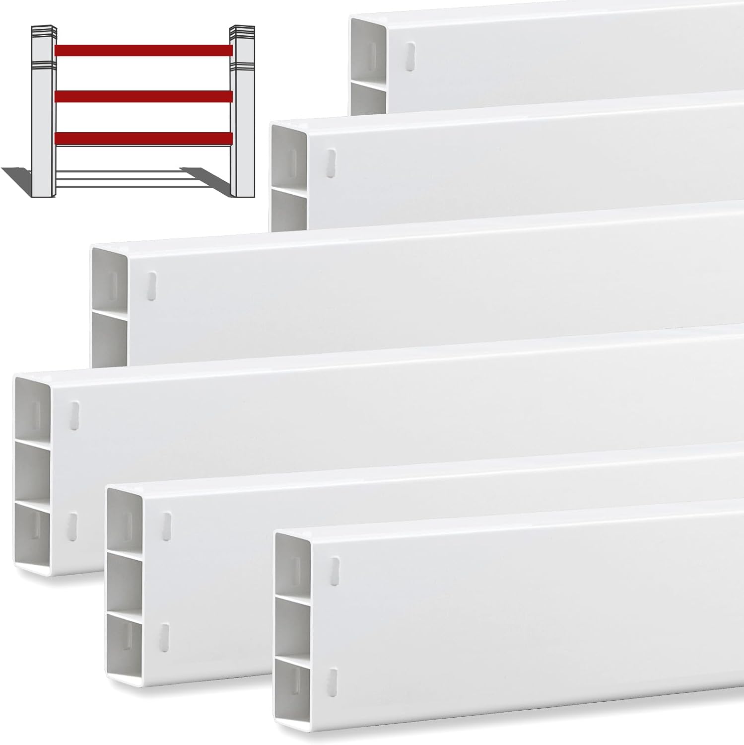 Yaocom 6 Pack 6ft 1.5 "x 5.5" Vinyl Fence Rail Ranch Warehouse White PVC Panel Parts Vinyl Fence for Ranch Yard Warehouse (Total Length 36 Ft)
