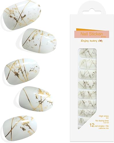 Miniatura 1 de Tiras de esmalte de uñas de calidad de salón, 24 unidades, calcomanías de uñas de larga duración, no necesita luz UV, tiras de uñas de gel para