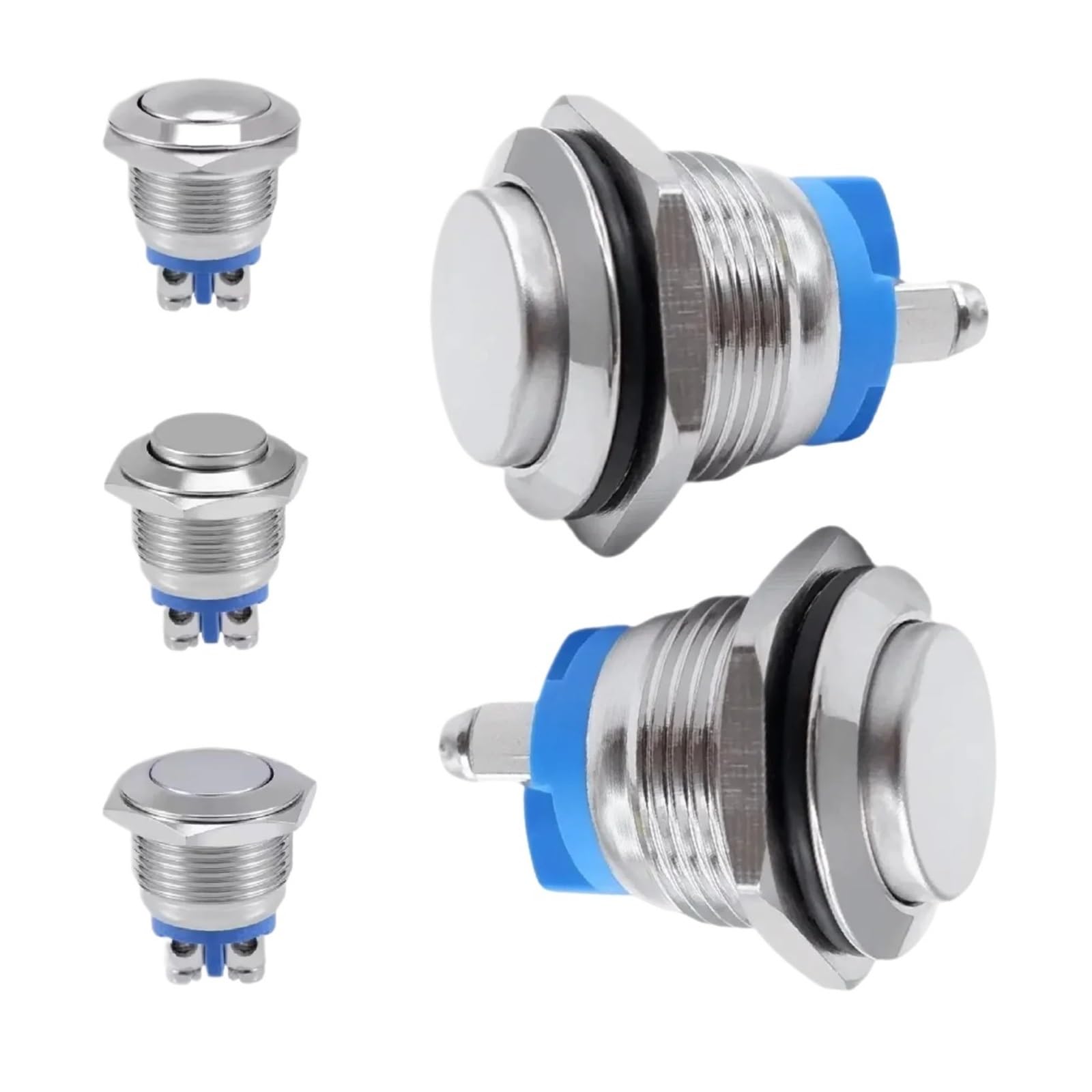 5/20 Stück 16 mm wasserdichter Momentan-Reset-Drucktastenschalter(Round Head,5pcs)