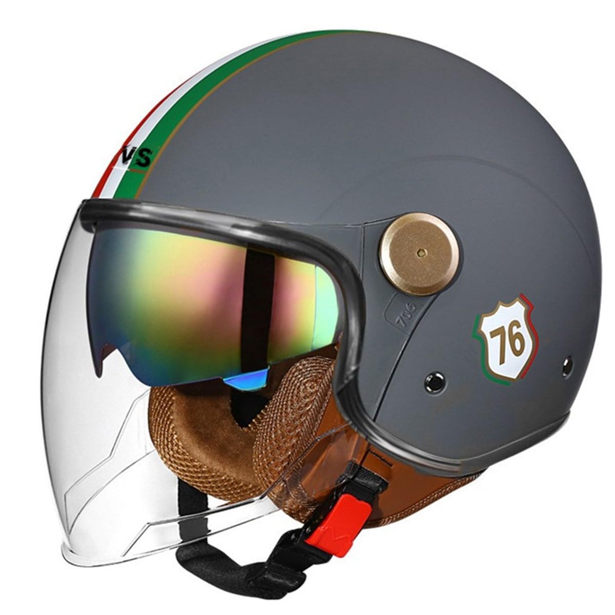 Casco Abierto Motocicleta 3/4 CNNGU, Casco Unisex-Adulto, Estilo Retro Vintage, Aprobado Dot/ECE, Color Negro