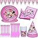 Feste Minnie Rosa Decorazioni, BESTZY 46 Pcs Riutilizzabile Stoviglie per Feste di Compleanno, Festa Compleanno Stoviglie Set Feste Decorazioni, Set di Forniture per Feste, Matrimoni, Anniversari, Com