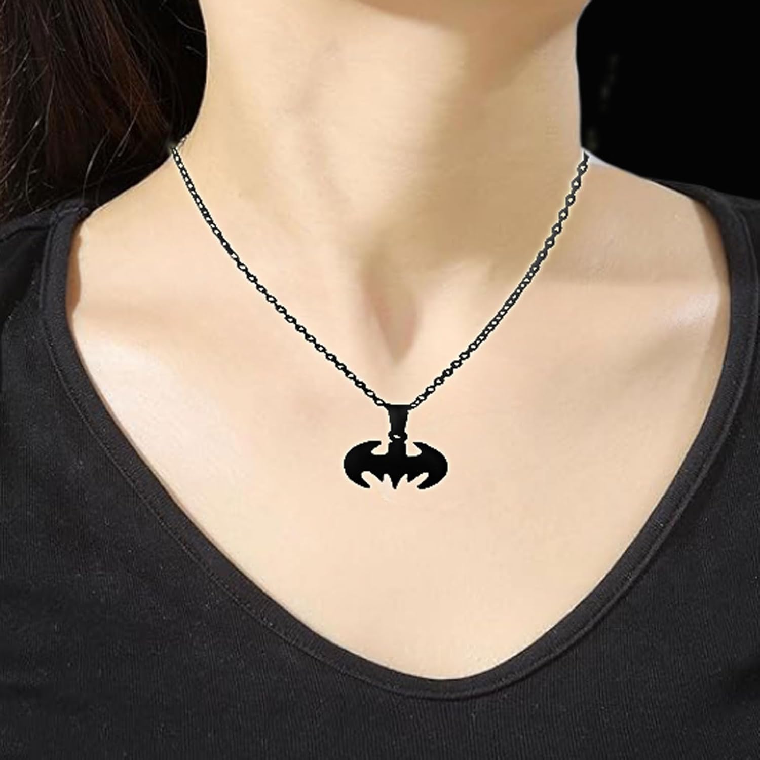 Women's Men' Lightweight Surgical Stainless Steel Bat Pendant Necklace Bat Charm Insect Necklace - Image 3