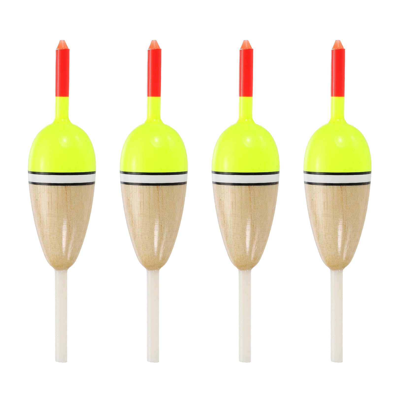 PATIKIL Fishing Floats Rigs 2.1 Inch, 4 Pack Oval Fishing Bobbers Stick Slip Bobbers Fishing Accessories with Buoyant Balsa Wood Body for Crappie Freshwater Fishing Tackle, Red/Yellow