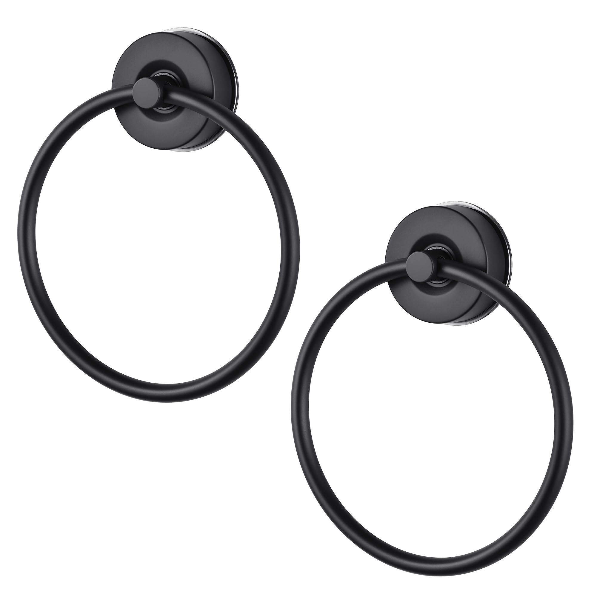 YOHOM Suction Cup Black Towel Ring Stainless Steel Towel Holders for Bathroom Heavy Duty Drill-Free Hand Towel Holder Waterproof Rust-Proof Towel Rack Kitchen & Bathroom Accessories,2 PCS