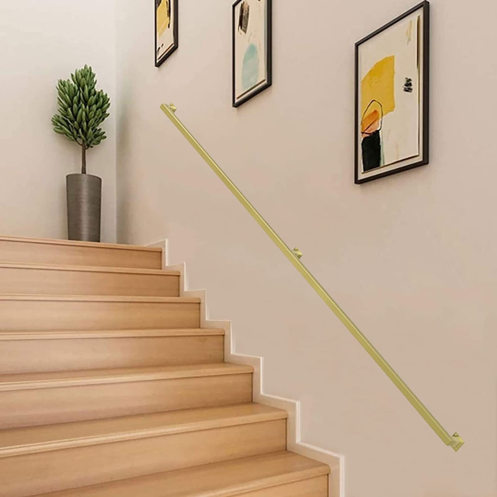 Attrex One Color Stair Handrail, Indoor Stair Handrails Wall-Mount, 1Ft - 20Ft Non-Slip Grab Bar Railing Handle Wall Handrails Indoor Outdoor Anti-Slip Stair Handrail Stair Banister Rails(9Ft/270Cm)