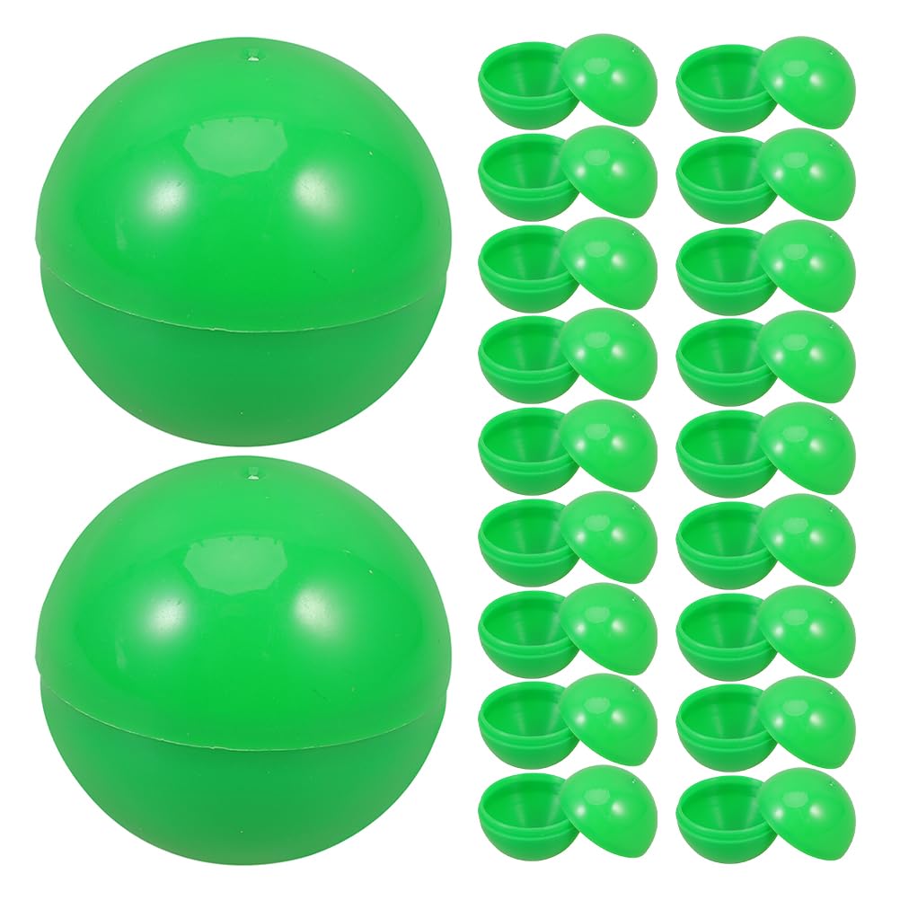 LOGOFUN 25pcs Raffle Balls Plastic Hollow Bingo Balls Round Vending Machine Capsules Game Props for Festival Party Favors - Green, 3CM