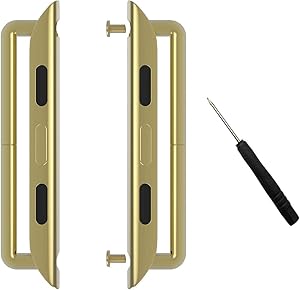 Linwood Metal Alloy Band Clasps/ Lugs for Apple Watch Stainless Steel Iwatch Band Adapter Strap Connector with Screwdriver for Apple Watch Series 1 Series 2 Series 3 Series 4 (42mm, Gold)