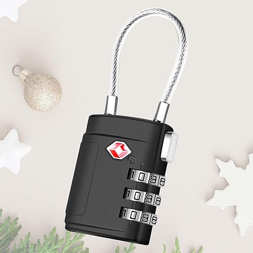 Paquete de 2 cerraduras de equipaje aprobadas, aleación de bloqueo de viaje por cable, establece tu propia combinación de candado de metal con