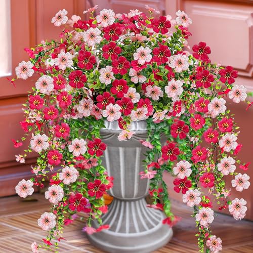 Artificial Flowers for Outdoors 6PCS，All Weather Fade Proof, UV Resistant