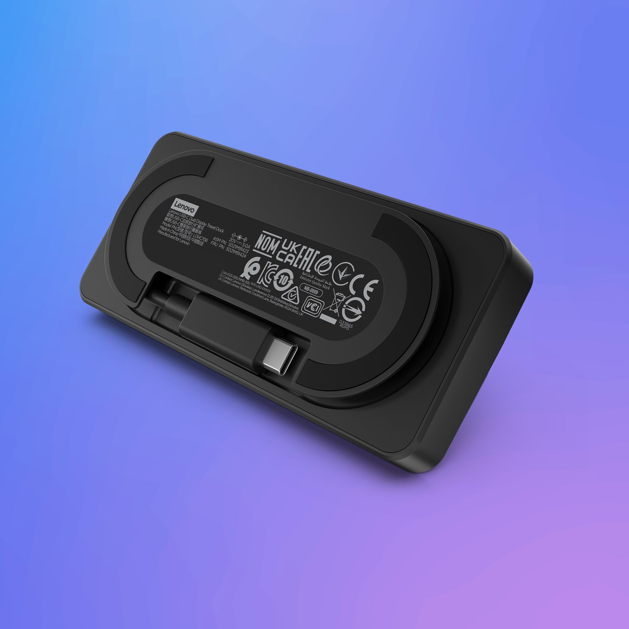 Lenovo USB-C Dual Display Travel Dock Docking Station Compatta, 2x