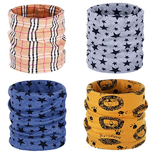 ANSUG 4 paquetes de calentador de cuello de algod�n para ni�os, Ring Infinity Loop Pa�uelo para el cuello Snood Bufanda Sombrero Bandana para ni�os ni�as
