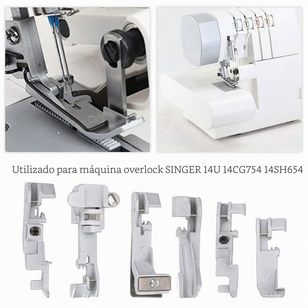 Juego de prensatelas de 6 piezas, prensatelas, prensatelas para máquina de coser doméstica, máquina overlock multifunción para máquina overlock doméstica