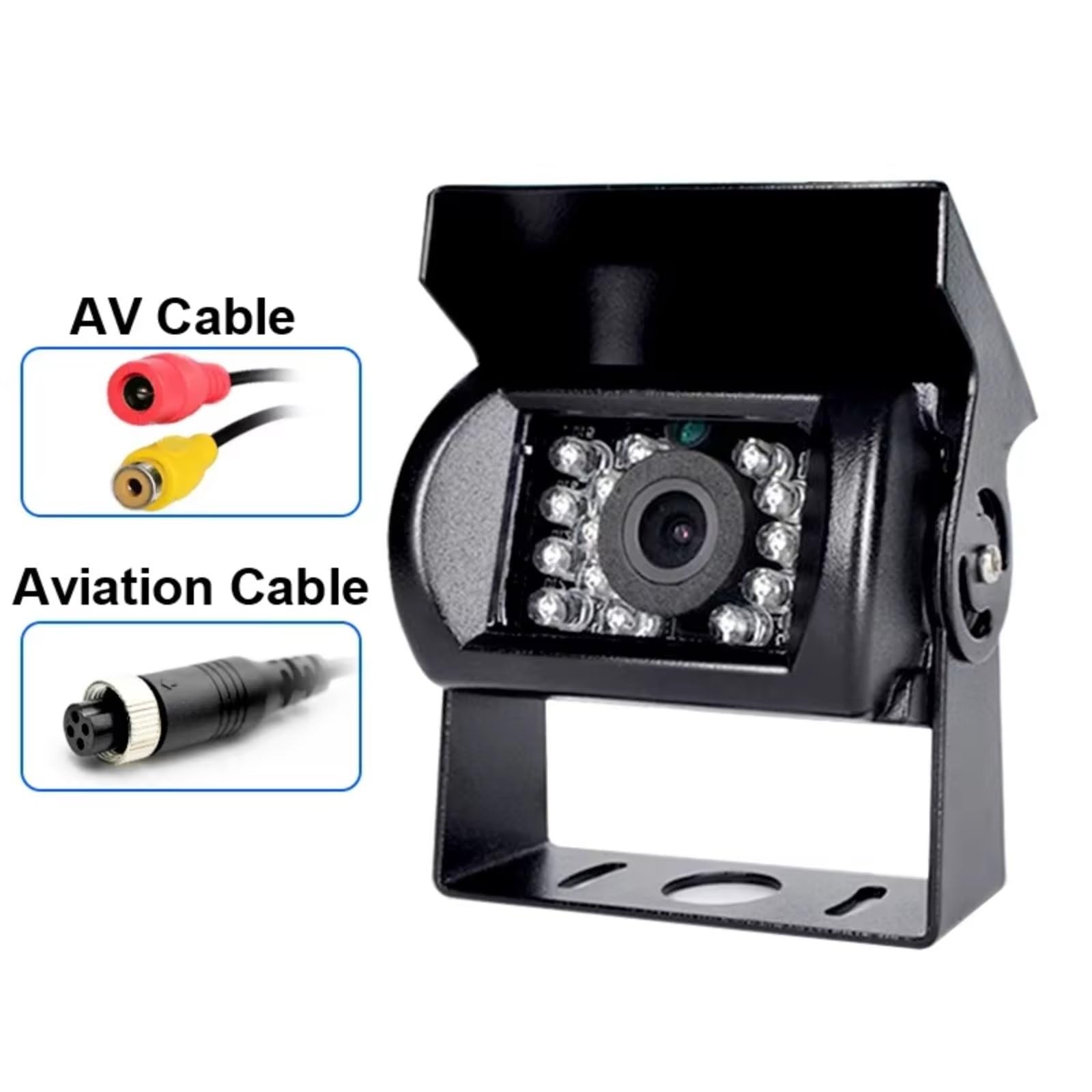 Cámara Respaldo Camión Remolque Camioneta RV Resistente 18 LED Visión Nocturna Infrarroja Impermeable Vista Trasera Vehículo Cámara Visión Trasera(Without Line(AV))