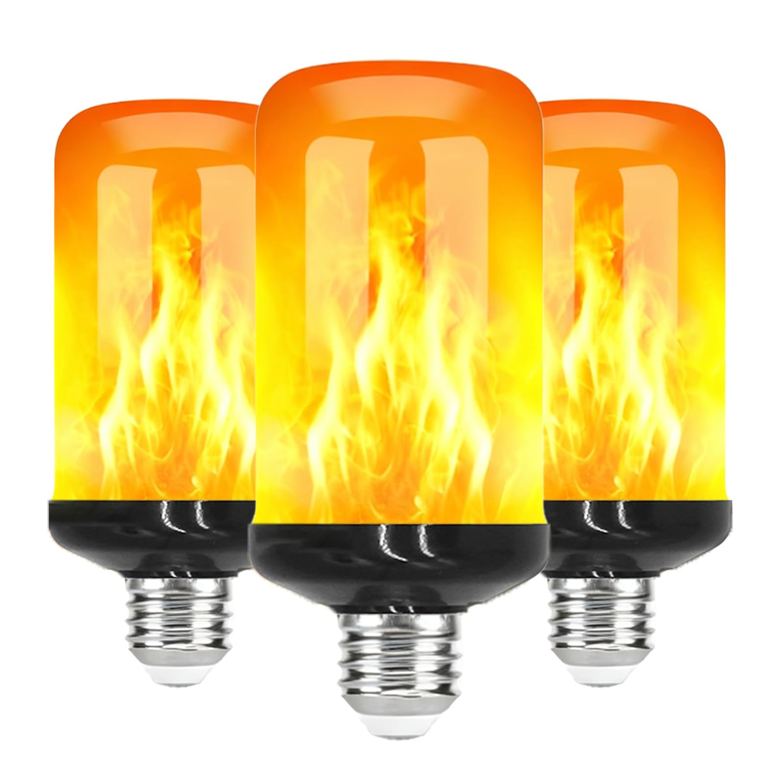 DVDVBOOM 3PCS Flame Light Bulb, Flickering Light Bulb with 4 Modes Upside Down Effect, 5W E27 Base LED Fire Lights for Halloween Lights Christmas Decorations Outdoor Indoor Party Decor
